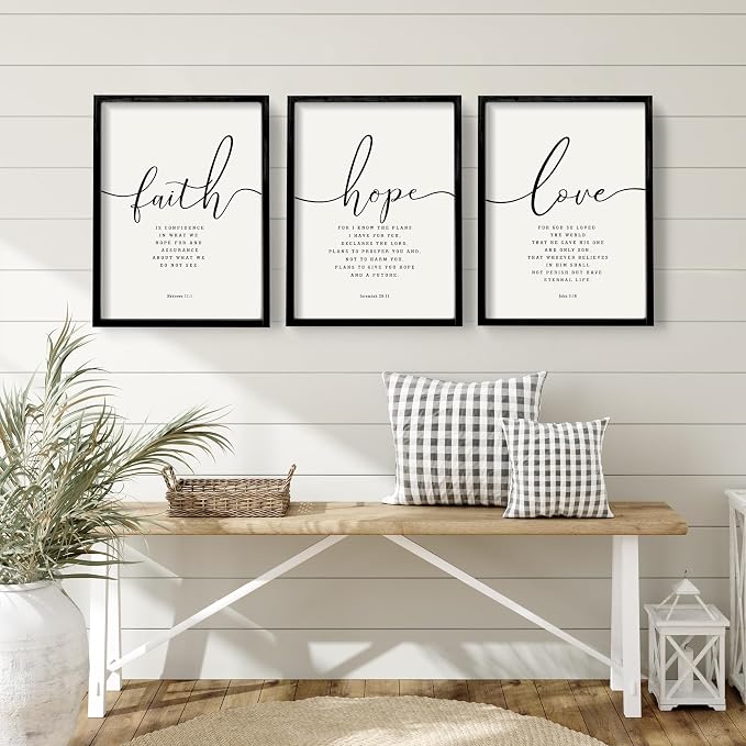 Houmury Set of 3 Framed Farmhouse Bible Verses Wall Decor Sign 11”x14” - Image 2