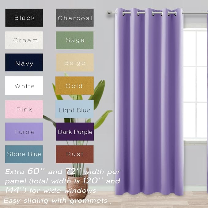 KOUFALL Lavender Curtains for Bedroom Girls 2 Panels Set Blackout Light - Image 2