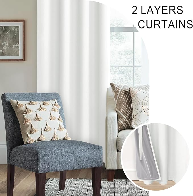 XWZO Total Blackout Curtains 95 Inches Long- Double Layer Full Room Darkening & - Image 5