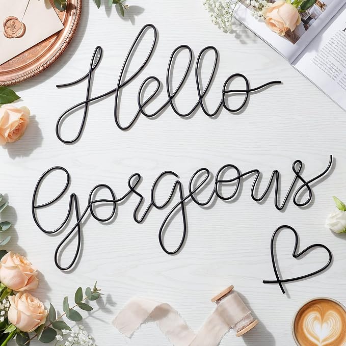 Hicarer Metal Hello Gorgeous Wall Art Minimalist Wall Decor, Fashion | - Image 6