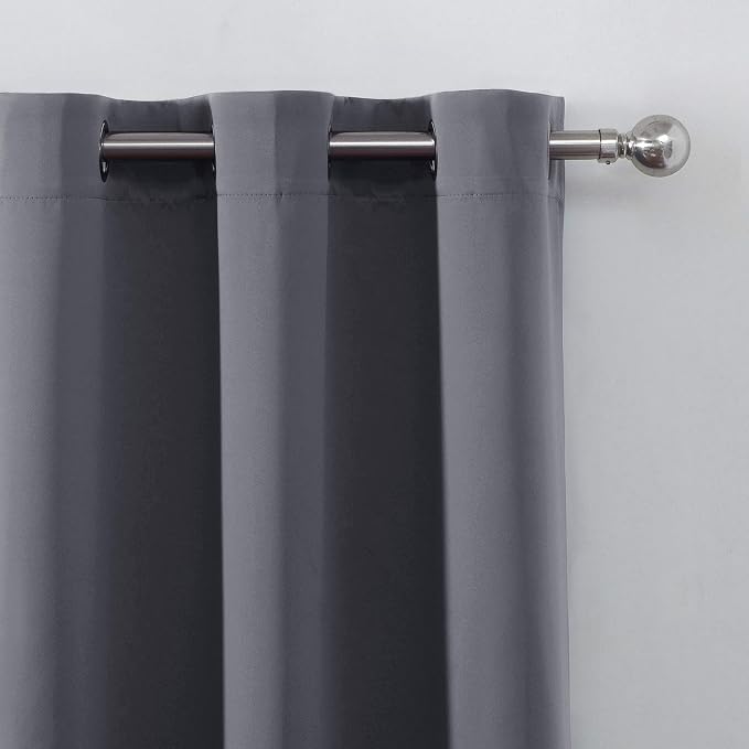 100% Blackout Curtains 52 x 63 Inch/Grey Curtains 2 Panels - Image 8