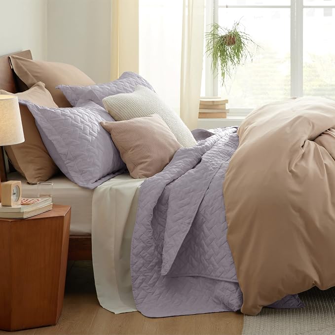 Bedsure King Size Quilt, Lightweight Comforter Set, Light Purple Bedspread | - Image 5
