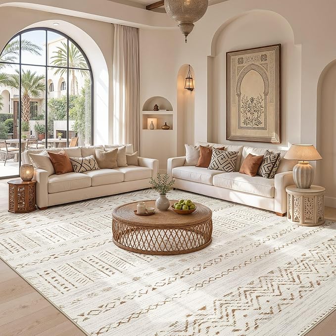 cotiled Boho 12x15 Area Rug for Living Room: Large Moroccan Washable Rug | - Image 4