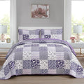 Mybedsoul Purple Quilt Set Twin Size Dorm Bedding, Patchwork Bedding Set | Soft by Mybedsoul