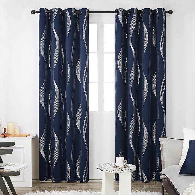 Deconovo Curtains for Living Room, Pattern Blackout Curtains 90 Inches Long | - Image 2