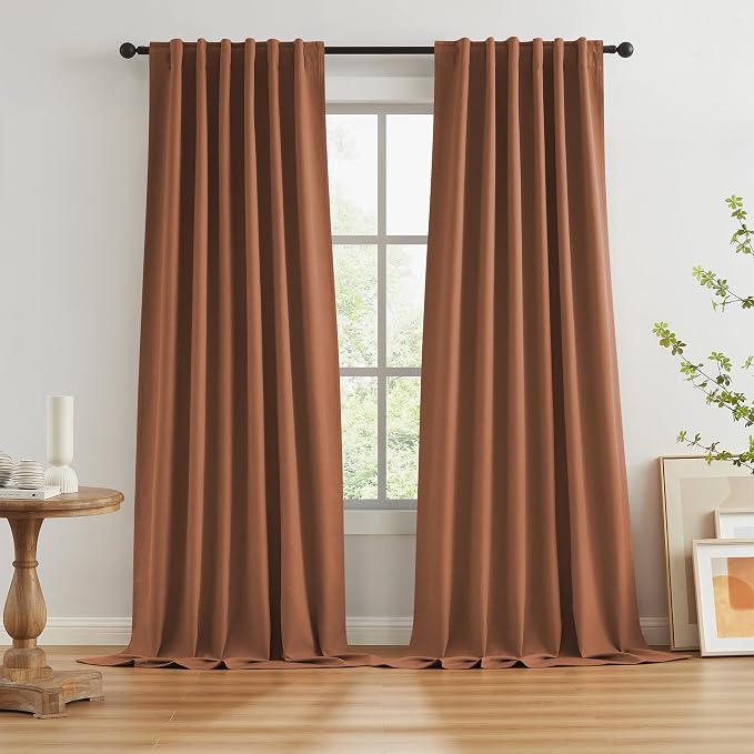 Rust Colored Blackout Curtains 108 Inch Length 9 FT Inches Long by KEQIAOSUOCAI