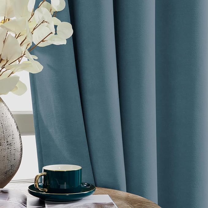 Joydeco Velvet Blackout Curtains Black Out Curtain 90 Inch Drapes | - Image 5