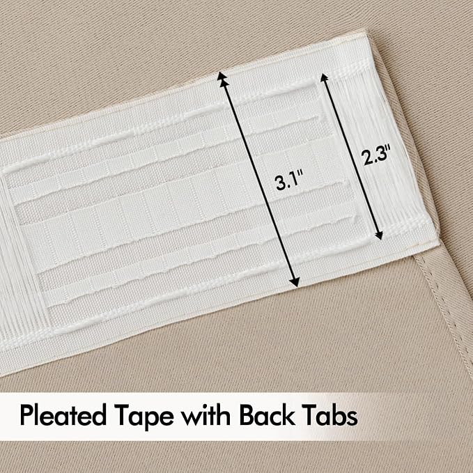 MIULEE Taupe Back Tab Blackout Curtains 52x108 Inch Long 2 Panels Set | Rod - Image 4