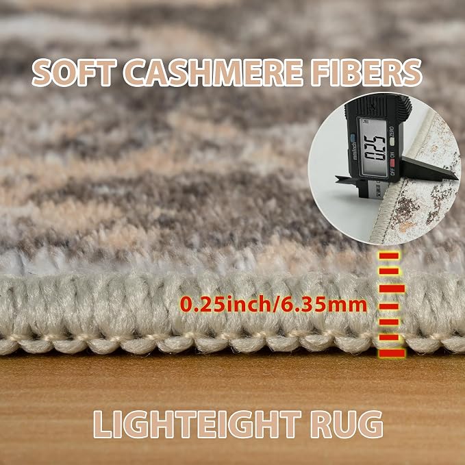 6x9 Area Rugs for Living Room Washable Bedroom Dining Room Brown Beige | Modern - Image 6