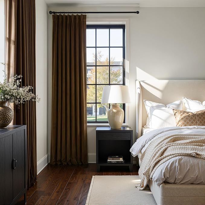 90 inches Long Dark Brown Velvet Blackout Curtains 2 Panels Elegant Luxury - Image 5