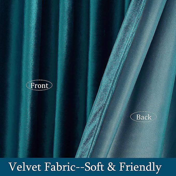 Elegant Teal Velvet Curtains 90 inches - Image 5
