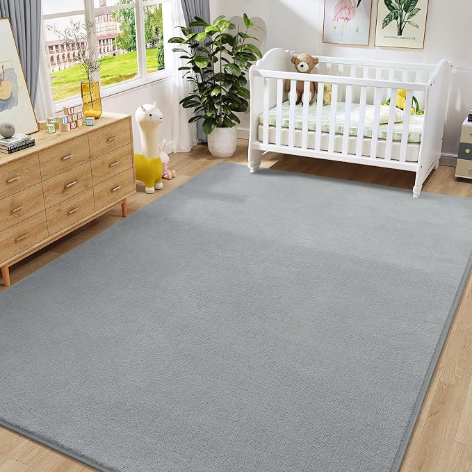 Large Modern Area Rugs for Bedroom Living Room, 6x9 Feet Grey Thickened Memory - Image 7