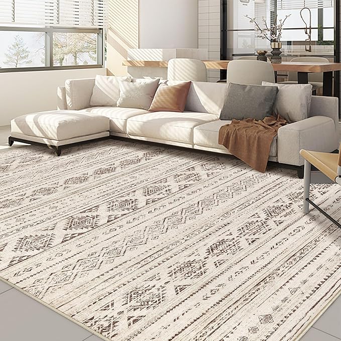 Nakagishi Boho 9x12 Area Rug Living Room Rugs Machine Washable Dark Brown | Soft by NakagishiAreaRug