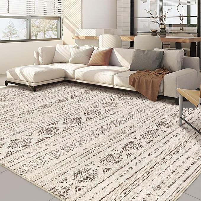 Nakagishi Boho 8x10 Area Rug Living Room Rugs Machine Washable Dark Brown | Soft by NakagishiAreaRug