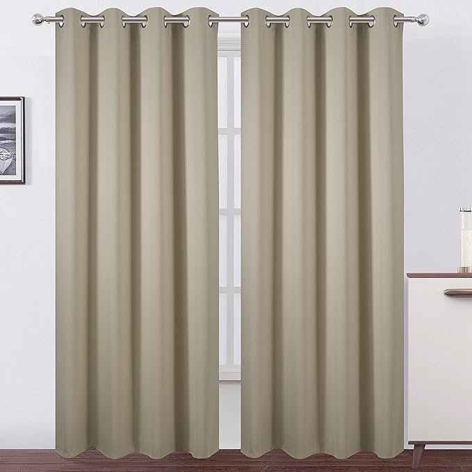 Beige Blackout Curtains/52 x 108 Inch/Set of 2 Panels Room Darkening Curtains by Lemomo
