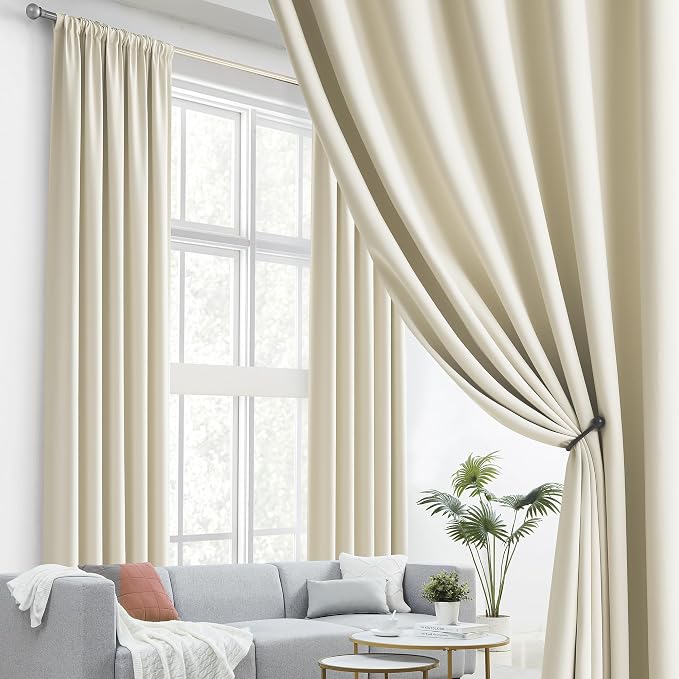 Cream Beige Curtains 105 Length 2 Panels, 52 by 105 Inches Long - Image 2
