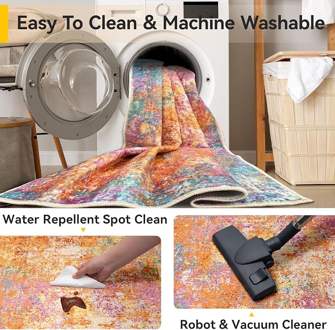 RELEANY Washable 10'x14' Abstract Area Rug - Image 5