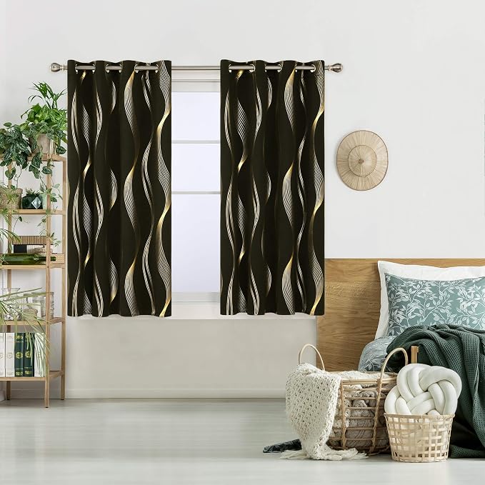 Deconovo Curtains for Living Room, Pattern Blackout Curtains 63 Inches Long | - Image 2