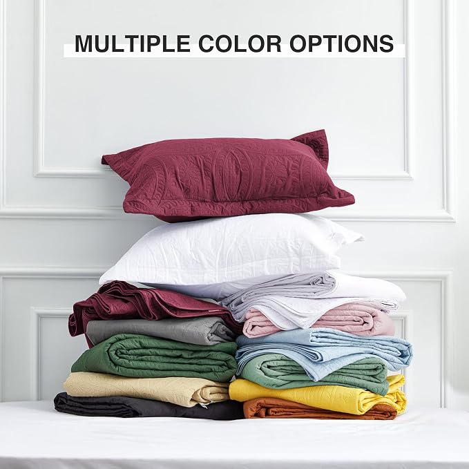 Love's cabin California King Size Quilt Bedding Set Burgundy Bedspreads - Image 8