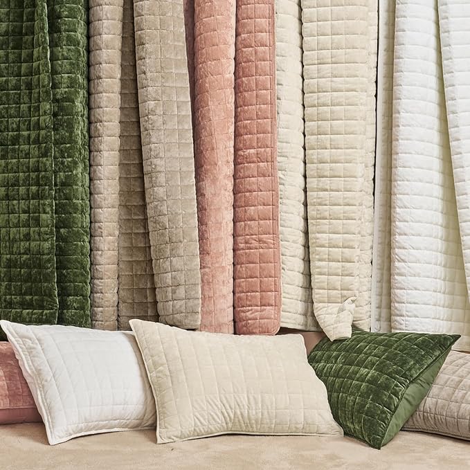 RECYCO Channel Box Stitch Velvet Quilt Set, King Size, Loden Green | Ultra Soft - Image 6