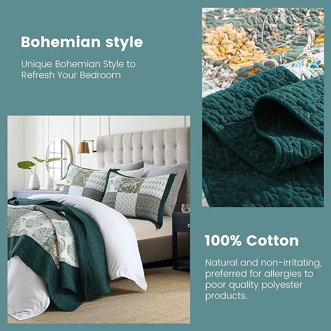 Secgo King Size Comforter Set- 100% Cotton Quilt King Size Set, bedspreads - Image 4