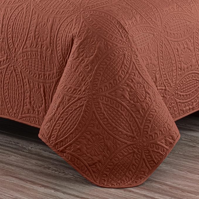 Chezmoi Collection Austin Queen Bedspread Set 3-Piece Pinsonic Quilted - Image 4