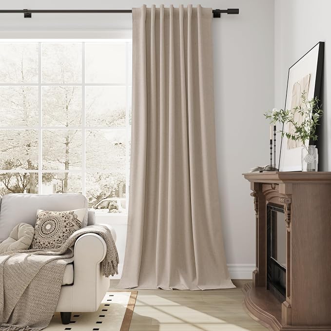 100% Blackout Linen Curtains 90 Inches Long - Image 4