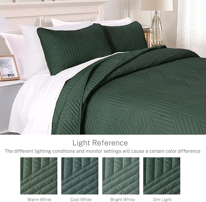 Exclusivo Mezcla Ultrasonic Full Queen Quilt Bedding Set, Soft Microfiber - Image 3