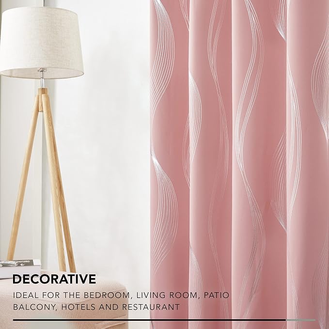 Deconovo Curtains for Living Room, Pattern Blackout Curtains 54 Inches Long | - Image 3