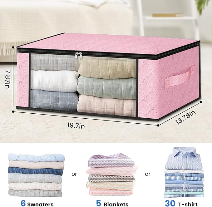 HomeHacks 4-Pack Clothes Organizer Storage Bags, 35L Storage Bins, Reinforced - Image 2