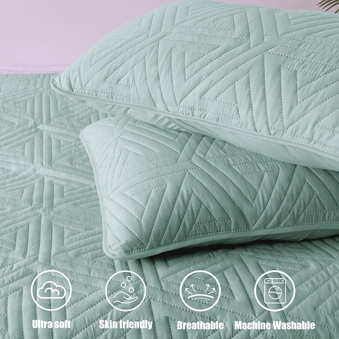 Whale Flotilla Soft Geometric Queen Quilt Set - Image 7