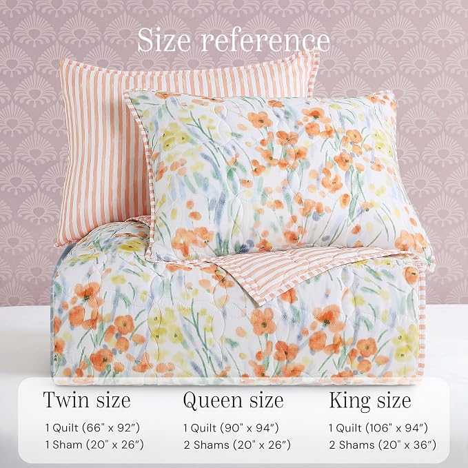 Twin/Twin XL Quilt Set-2 Pieces Soft Bedding Floral Reversible Coverlet | All - Image 7