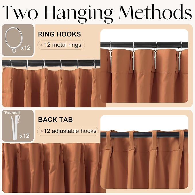 Etherealveil Terracotta Pinch Pleated Blackout Curtains 2 Panels 40"x102" | - Image 6