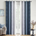 MIULEE Navy Blue and Greyish White Ombre Blackout Curtains 52Wx90L Set of 2 | by MIULEE