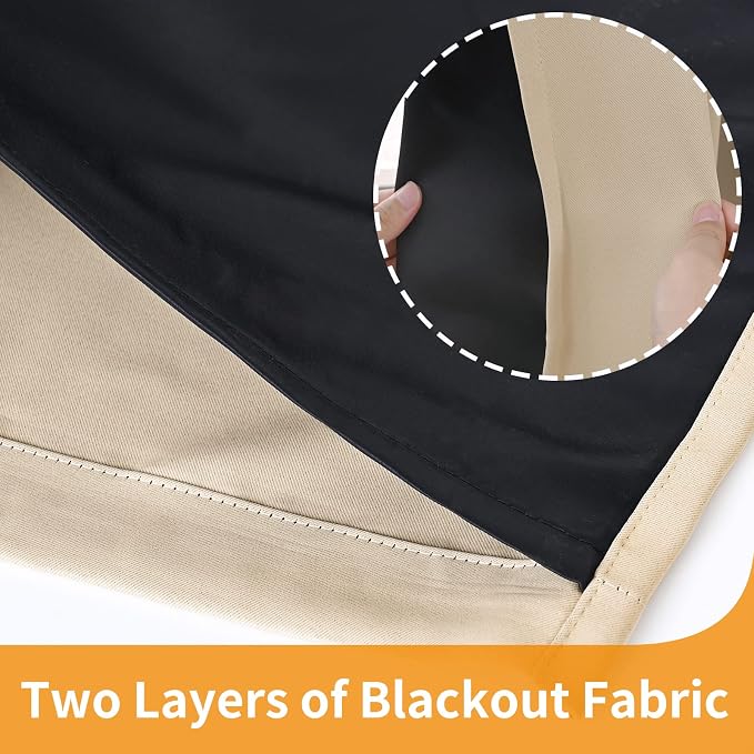 YoungsTex 100% Blackout Curtains 72 Inch Length 2 Panels, Room Darkening Drapes - Image 7