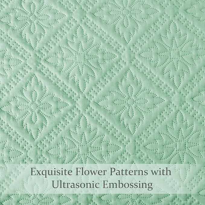 Exclusivo Mezcla King Quilt Set, Sage Green | Lightweight Soft Bedspreads - Image 5
