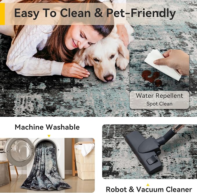 RELEANY Washable 4'x6' Abstract Area Rug - Image 4