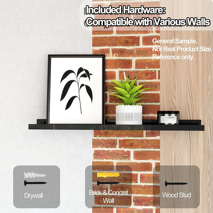 Black Floating Shelves for Wall Decor, 52 in Shelf - Image 6