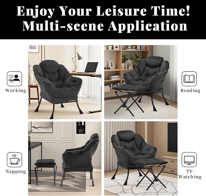 Lazy Chair with Ottoman, Comfy Reading Chair, Lounge Chair - Image 9