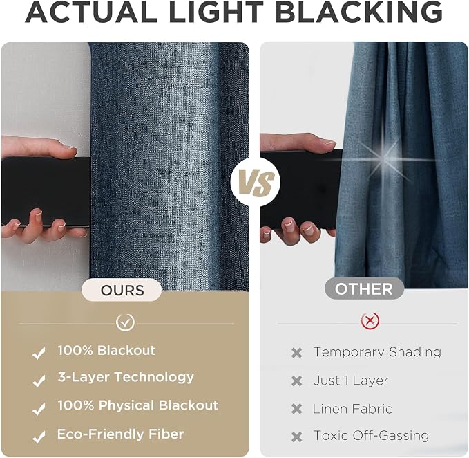 Joydeco Blackout Curtains 84 Inches Long 2 Panels Burg, Room Darkening Curtains - Image 6