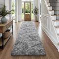 Deerhoo Runner Rugs 2x6 for Hallways Bedroom, Light Grey | Tie-Dyed, Plush Furry by Deerhoo