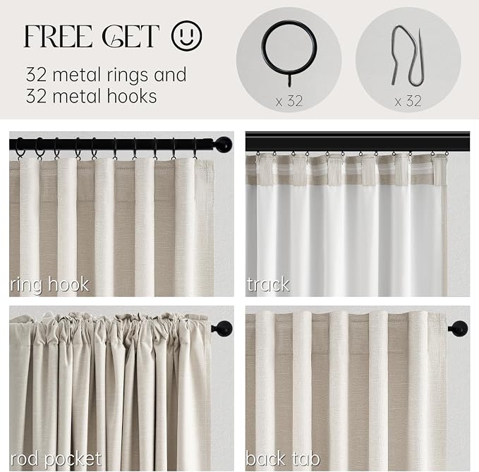 Blackout Curtains 70 Inch Length Wide Linen Black Out Curtain - Image 7