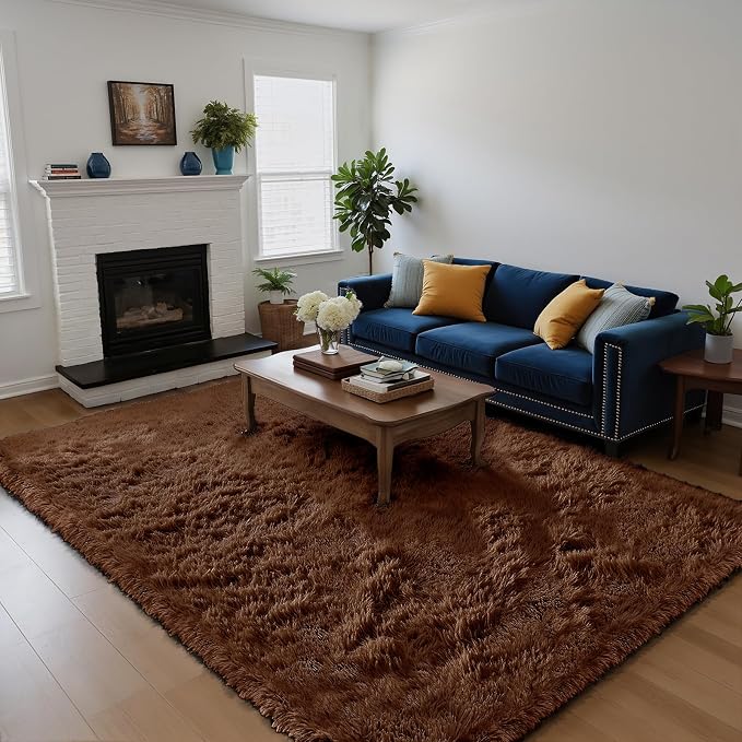 4x6 Brown Rug for Bedroom, Fluffy Shag Area Rug Small Rug Bedroom Carpet | - Image 2