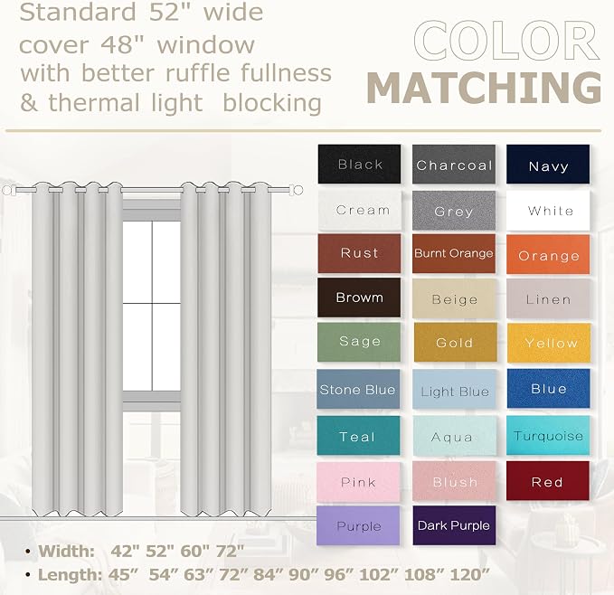 Red Curtains for Living Room, Thermal Extra Long 108 Inches 2 Panels Set - Image 2