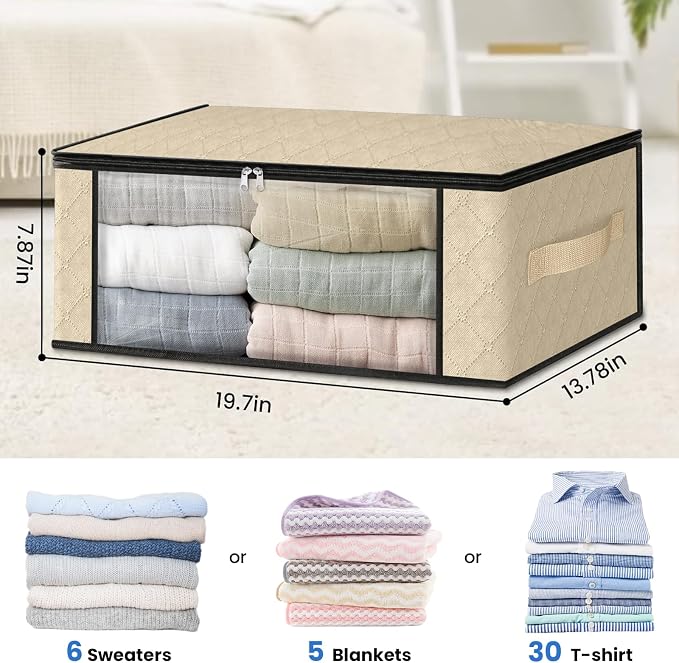 HomeHacks 8-Pack Clothes Organizer Storage Bags, 35L Storage Bins, Reinforced - Image 2