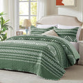 3 Pieces King Size Olive Green Quilt Set by LEAONME