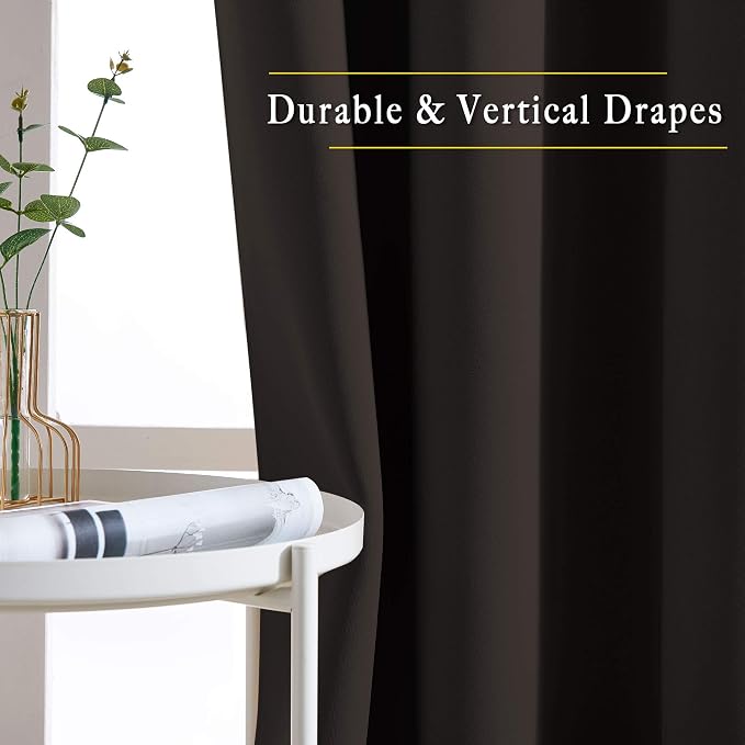 NICETOWN Blackout Toffee Brown Curtains & Drapes 90 inches Long - Image 5