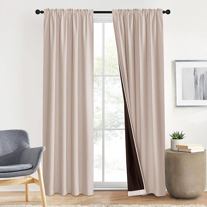 NICETOWN Pink Chenille Room Darkening Thermal Insulated Curtains 84 Inch Long - Image 2