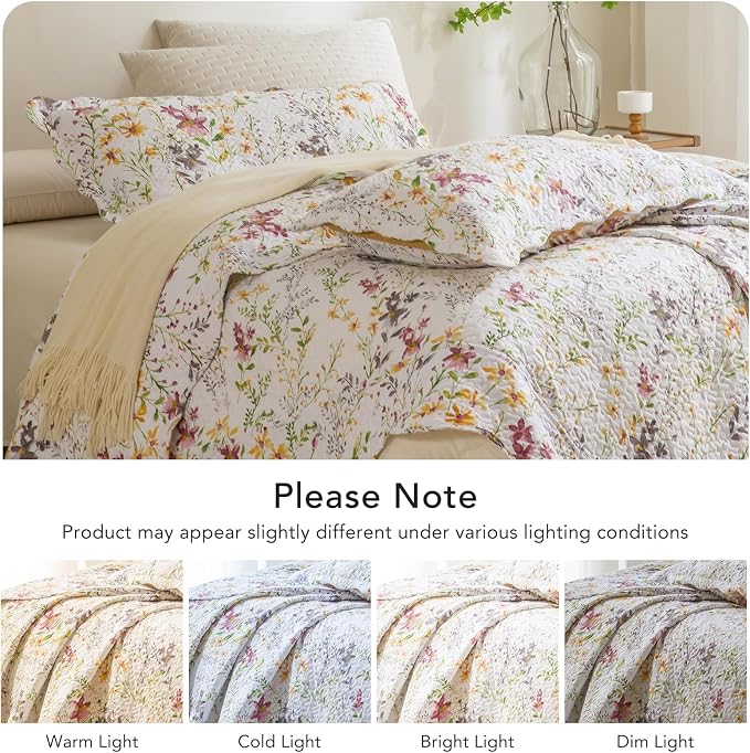 Lady Ann Quilt Sets Queen 102x118, Vintage Floral Bedding Ultra Soft Coverlet - Image 9