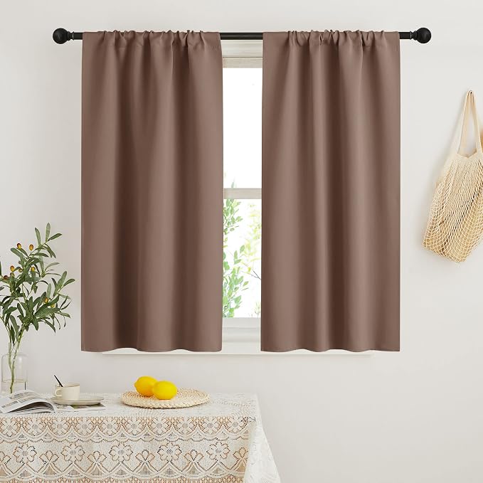 RYB HOME Blackout French Door Window Curtain Coverings, Rod Pocket | Thermal by RYBHOME